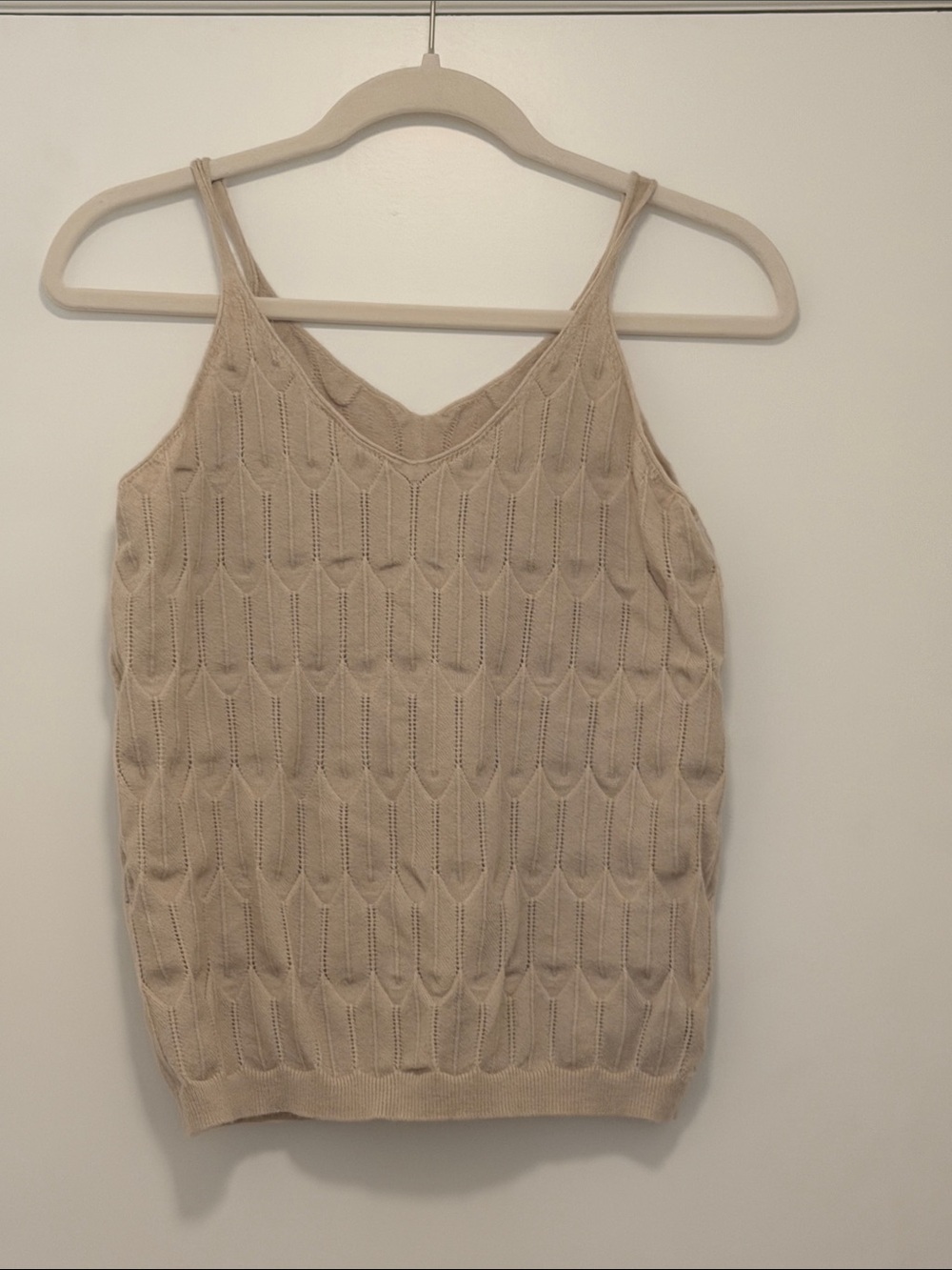 SHEIN Beige Knit V-Neck Spaghetti Strap Camisole
